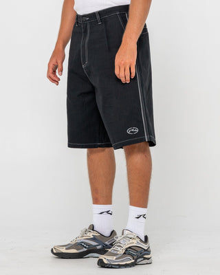 Man wearing Request Line Herringbone Short in Black