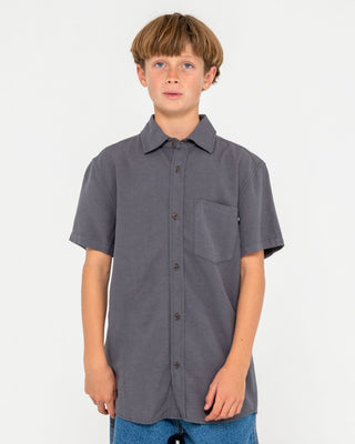Boy wearing Overtone Short Sleeve Shirt Boys in Coal