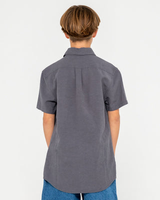 Boy wearing Overtone Short Sleeve Shirt Boys in Coal