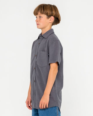 Boy wearing Overtone Short Sleeve Shirt Boys in Coal