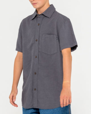 Boy wearing Overtone Short Sleeve Shirt Boys in Coal