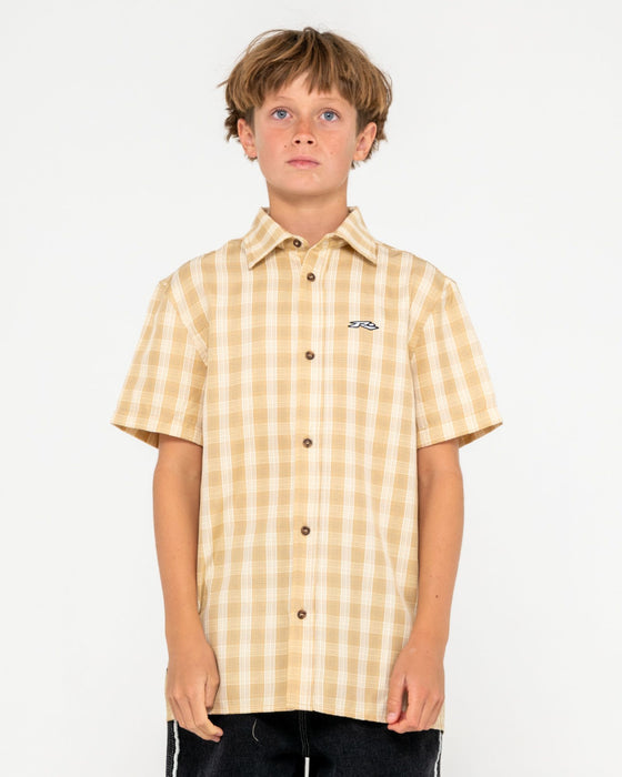 boy-wearing-datsun-check-short-sleeve-shirt-boys-in-light-khaki