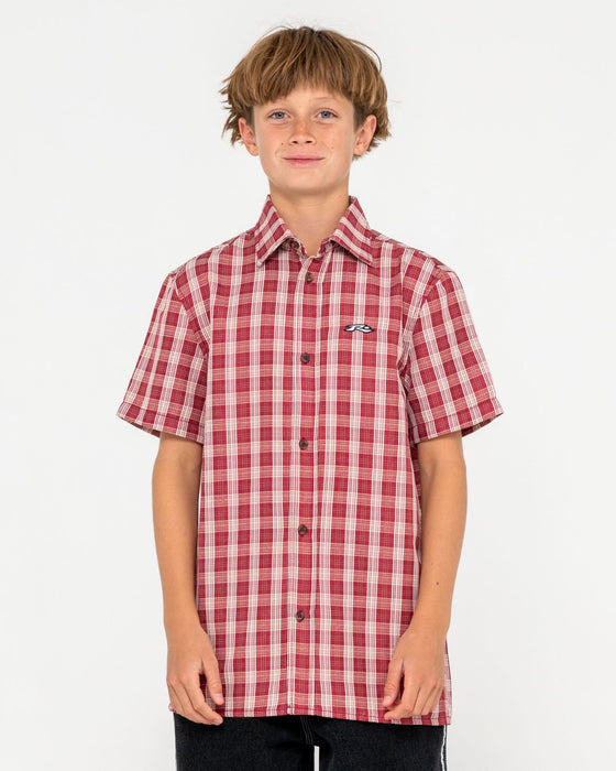 boy-wearing-datsun-check-short-sleeve-shirt-boys-in-vintage-red