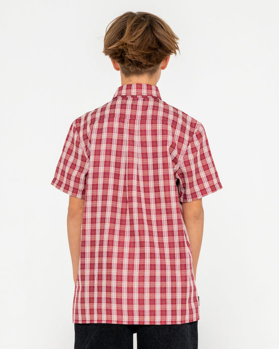 boy-wearing-datsun-check-short-sleeve-shirt-boys-in-vintage-red