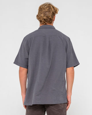 Man wearing Overtone Short Sleeve Shirt in Coal