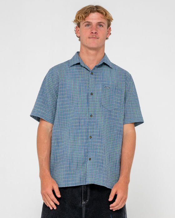 man-wearing-datsun-drop-short-sleeve-shirt-in-china-blue