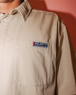 Man wearing Northpoint Short Sleeve Shirt in Oatmeal