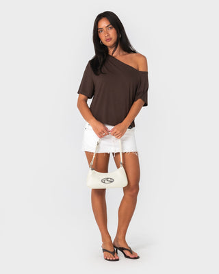Womens R Dot Buckle Bag in Oatmeal