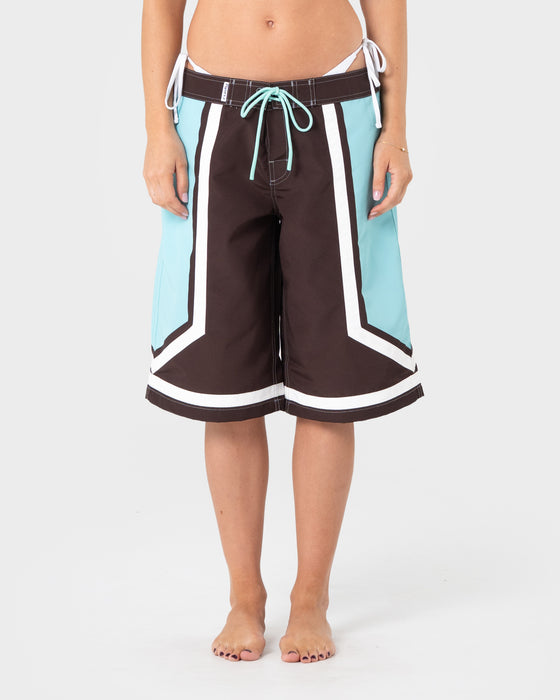 woman-wearing-farrah-long-boardshorts-in-java