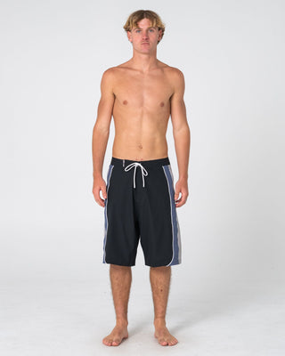 Man wearing Power-wing Fixed Waist Boardshort in Black Grey