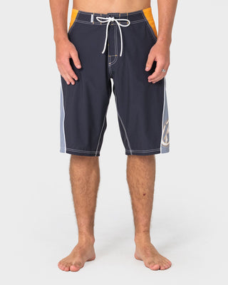 Man wearing Sandglass Fixed Waist Boardshort in Coal