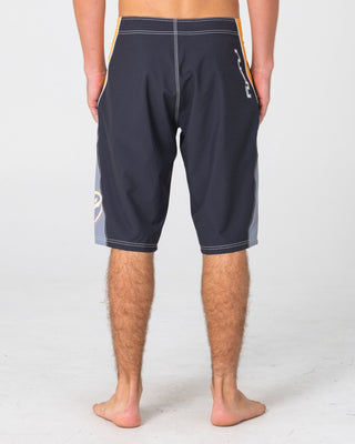 Man wearing Sandglass Fixed Waist Boardshort in Coal