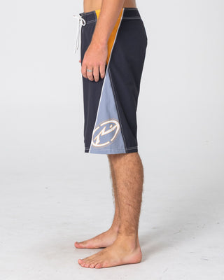 Man wearing Sandglass Fixed Waist Boardshort in Coal