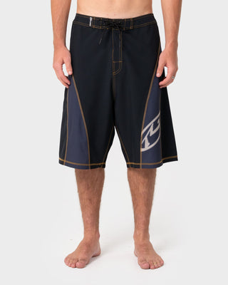 Man wearing Tribalay Fixed Waist Boardshort in Black