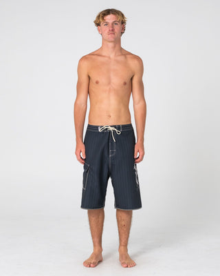 Man wearing Scribbla Fixed Waist Boardshort in Black
