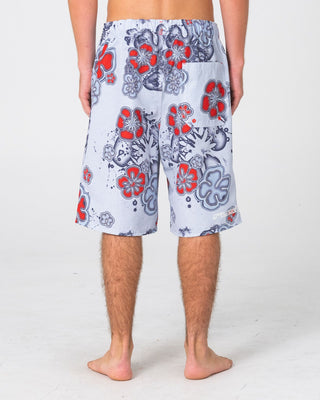 Man wearing Rambo Elastic Waist Boardshort in Stone Grey