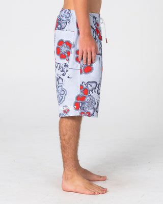 Man wearing Rambo Elastic Waist Boardshort in Stone Grey