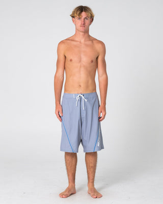 Man wearing Saber Tooth Fixed Waist Boardshort in Stone Grey