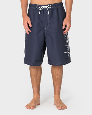Man wearing Crisis Hybrid Waist Boardshort in Coal