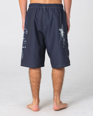 Man wearing Crisis Hybrid Waist Boardshort in Coal