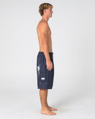 Man wearing Crisis Hybrid Waist Boardshort in Coal