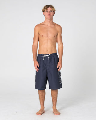 Man wearing Crisis Hybrid Waist Boardshort in Coal