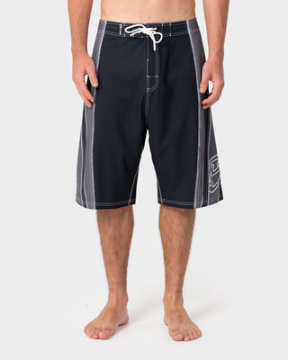 Man wearing Refract Fixed Waist Boardshort in Black