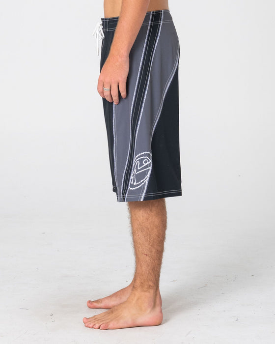 man-wearing-refract-fixed-waist-boardshort-in-black