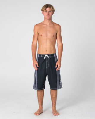 Man wearing Refract Fixed Waist Boardshort in Black