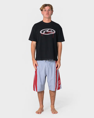 Man wearing Refract Fixed Waist Boardshort in Stone Grey