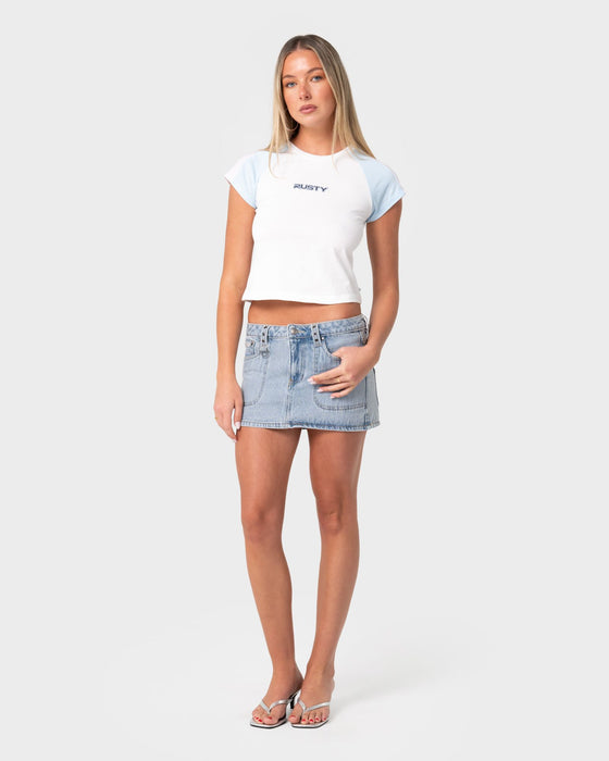 woman-wearing-alley-low-rise-denim-mini-skirt-in-true-blue