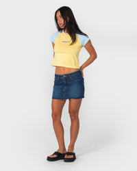 Mavericks Low Rise Denim Mini Skirt