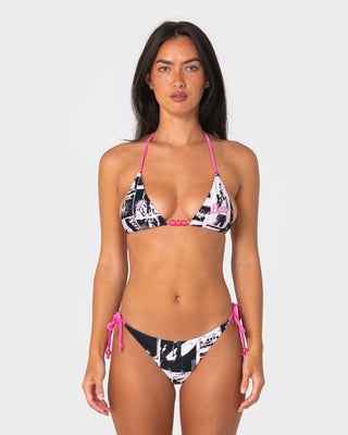 Woman wearing Graff Town Multiway Bikini Top in Mono / Pink