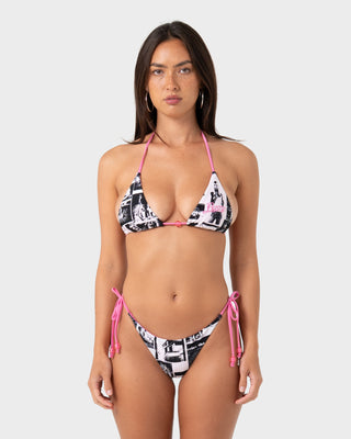 Woman wearing Graff Town Multiway Bikini Top in Mono / Pink