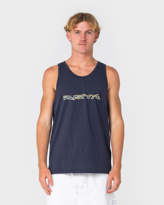 man-wearing-bullet-train-tank-in-navy-blue