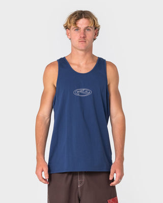 Man wearing Clarence Tank in Dark Blue
