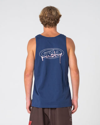 Man wearing Clarence Tank in Dark Blue