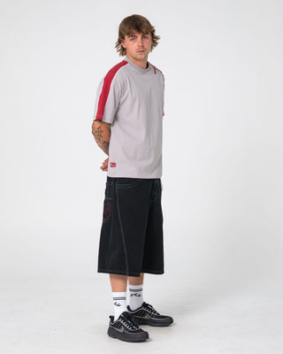 Man wearing Lost It Short Sleeve Tee in Stone Grey