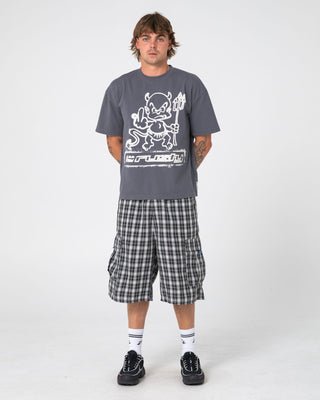 Man wearing Dababy Short Sleeve Tee in Steel