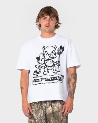 Man wearing Dababy Short Sleeve Tee in White