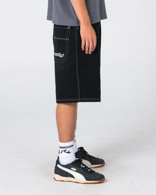 Man wearing Flip Daddy Elastic Baggy Short in Black