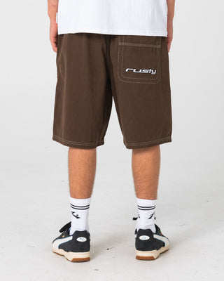 Man wearing Flip Daddy Elastic Baggy Short in Pinecone