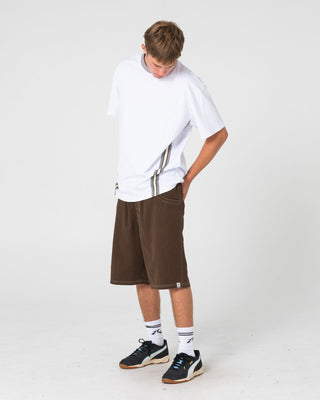 Man wearing Flip Daddy Elastic Baggy Short in Pinecone