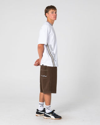 Man wearing Flip Daddy Elastic Baggy Short in Pinecone