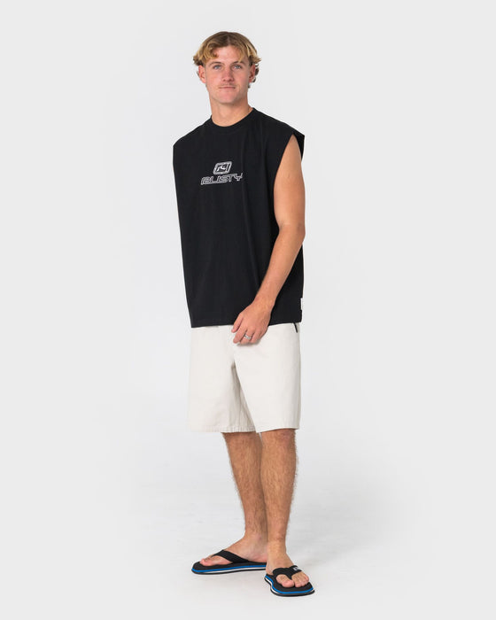 man-wearing-rumble-elastic-short-in-stone
