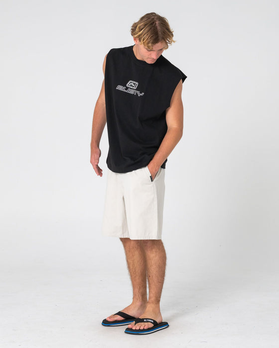 man-wearing-rumble-elastic-short-in-stone