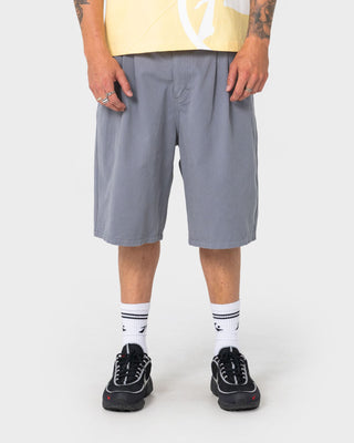 Man wearing Enigma Pleated Short in Grey