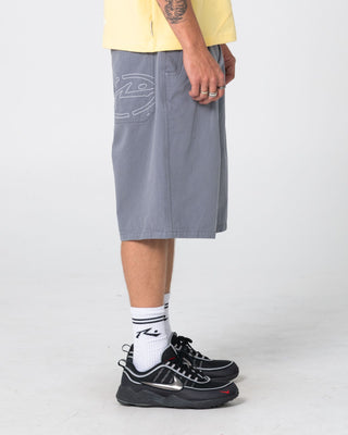 Man wearing Enigma Pleated Short in Grey