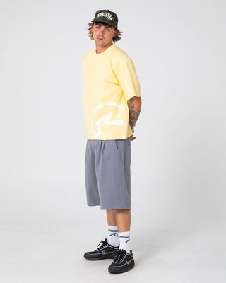 Man wearing Enigma Pleated Short in Grey