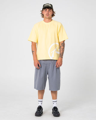 Man wearing Enigma Pleated Short in Grey